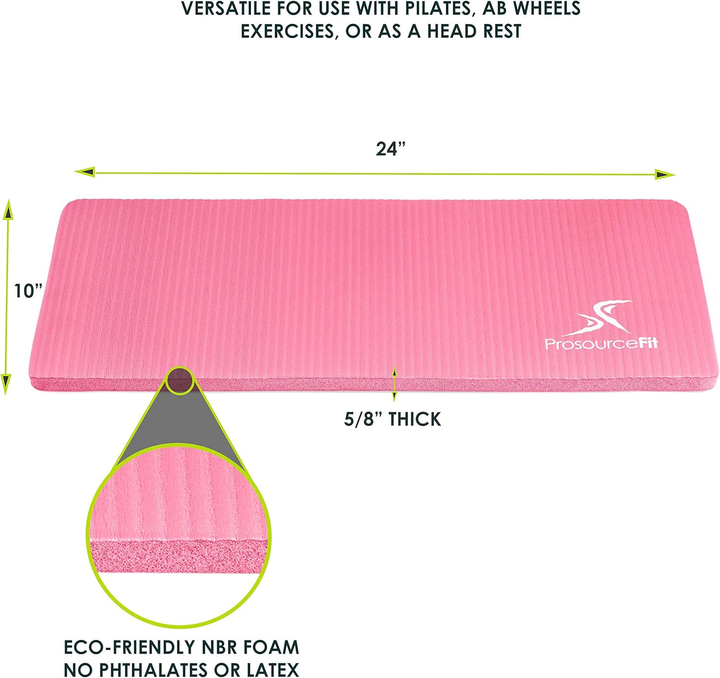 ProsourceFit Extra Thick Yoga Knee Pad and Elbow Cushion 15mm (5/8”) Fits Standard Mats for Pain Free Joints in Yoga, Pilates, Floor Workouts