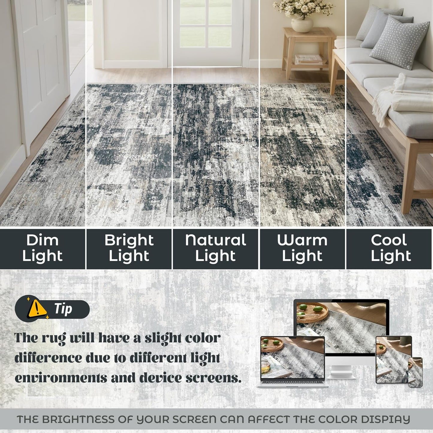 XLUEZ 8x10 Area Rugs for Living Room, Washable Modern Abstract Large Area Rug Neutral Soft Non Slip Kids Rug Stain Resistant Indoor Carpet for Bedroom Nursery Dining Children's Room(Blue, 8'x10')