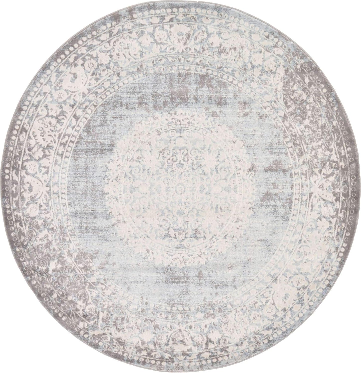 Unique Loom New Classical Collection Area Rug - Olwen (4'Round, Purple/ Gray)