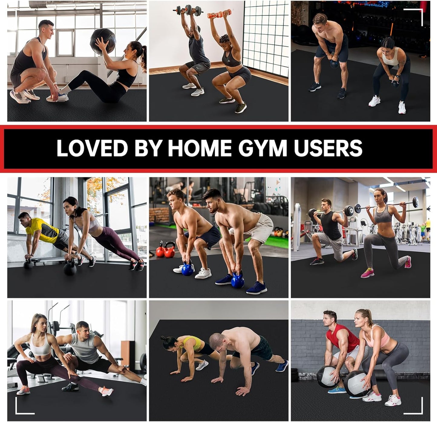 GymCope Large Exercise Mat for Home Workout,12‘x6’/10'x6'/9'x6'/8'x6'/7'x5'/6'x4' (7mm) Extra Thick Workout Mat, High-Density Gym Mat for Cardio, Jump Rope, MMA, Weights (Shoe-Friendly)
