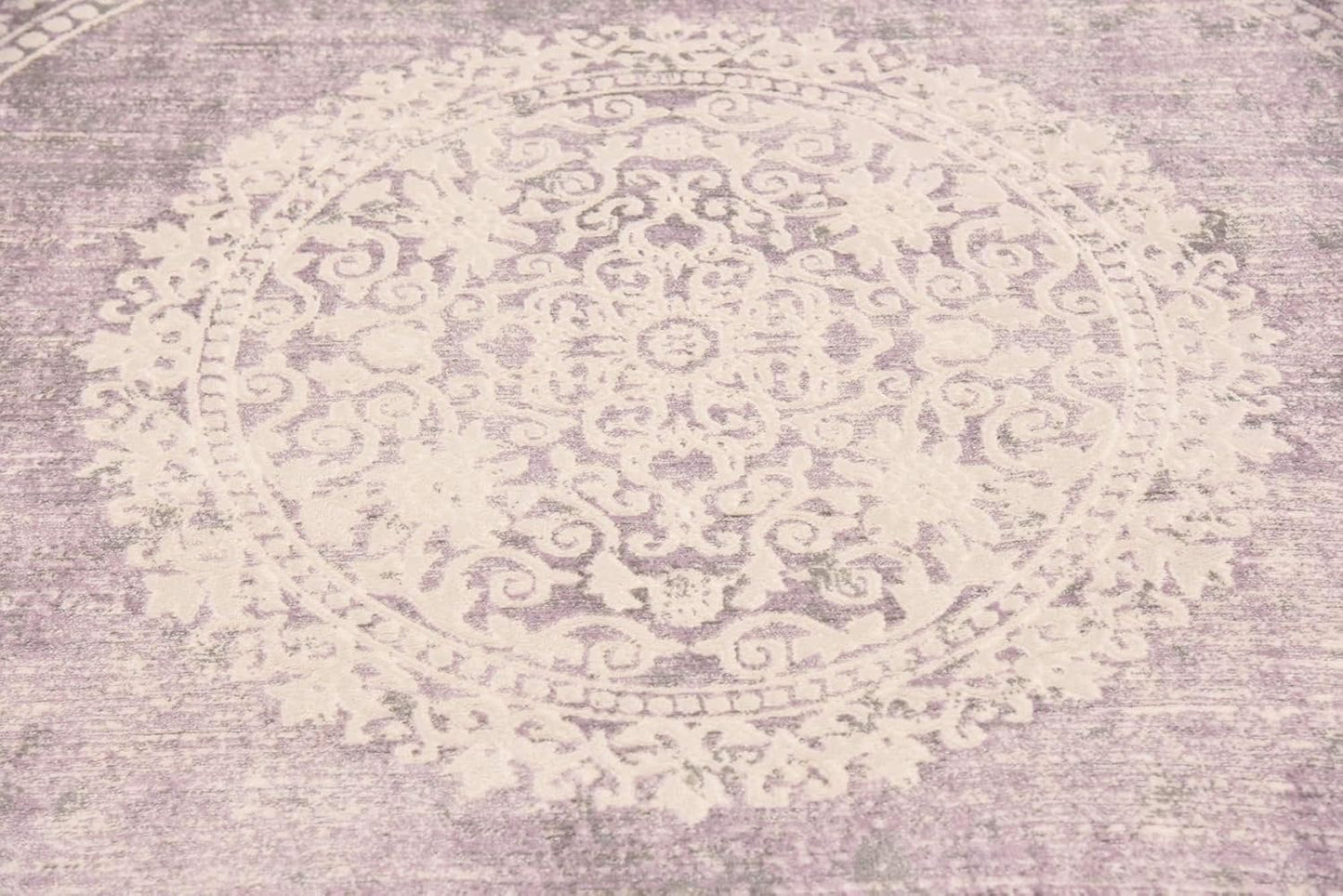 Unique Loom New Classical Collection Area Rug - Olwen (4'Round, Purple/ Gray)