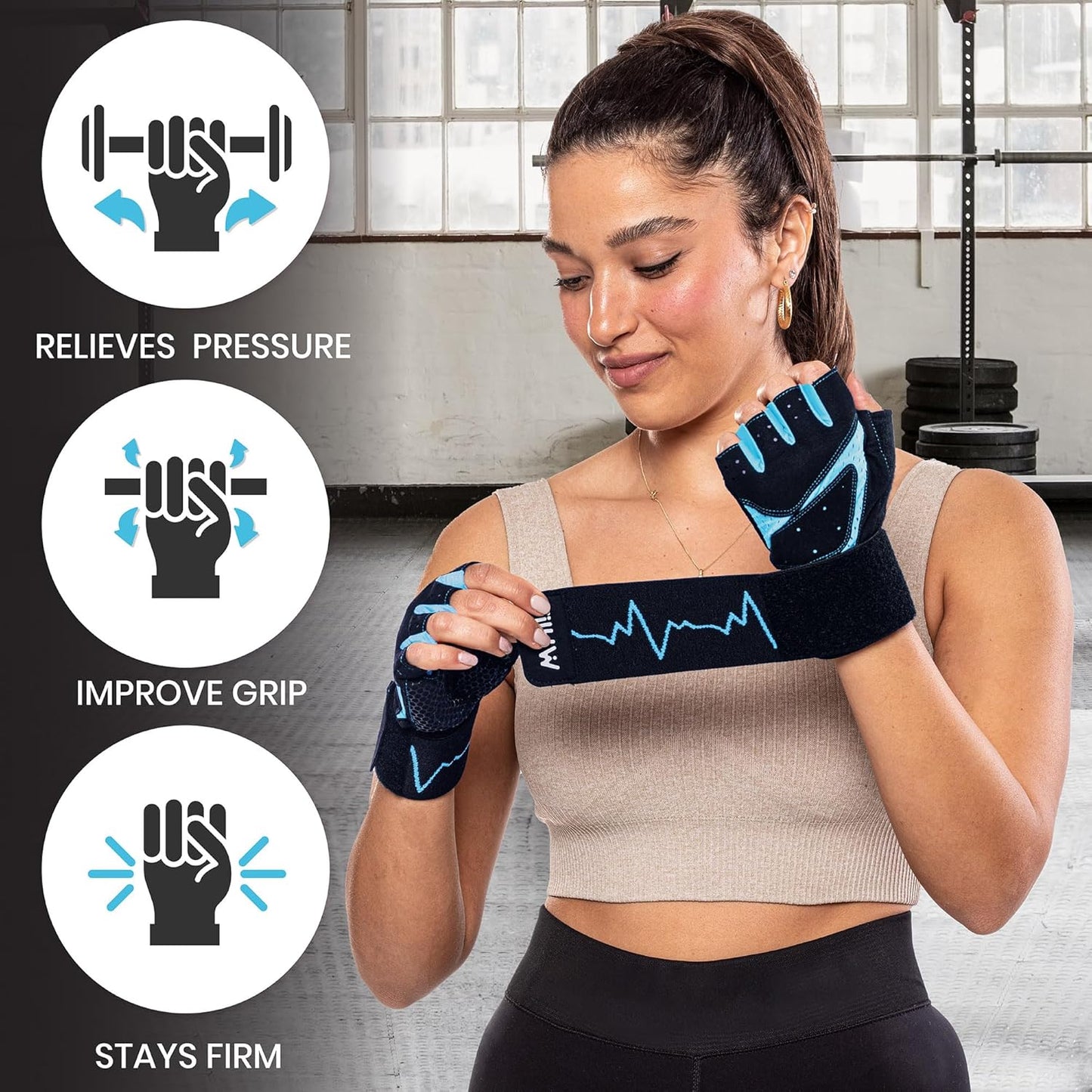 MhIL Workout Gloves for Women – Breathable Gym Gloves for Women with Palm Protection and Enhanced Grip – Padded Weight Lifting Glove for Womens with Wrist Wraps Support Weightlifting Exercise Cycling