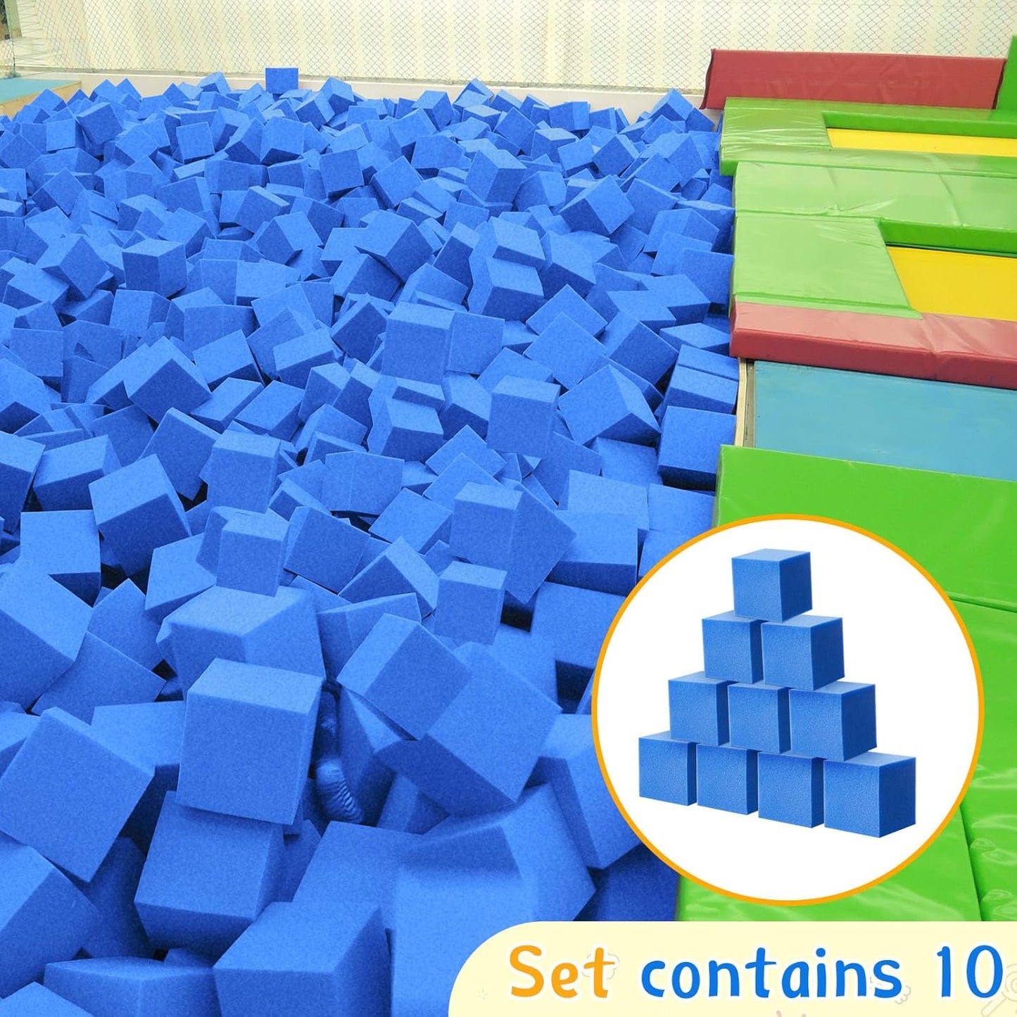 Treela Foam Pit Blocks, Foam Gym Cubes, 4 x 4 x 4 in Protective Trampoline Padding for Gymnastics, Parkour Courses, Trampoline Arenas, BMX