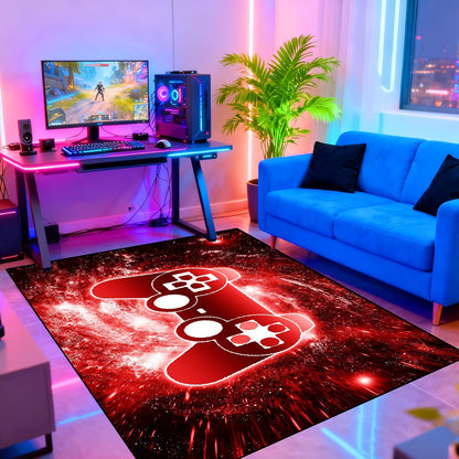 Video Game Rug - Gaming Themed Rug Gamepad Controller Area Rugs for Bedroom Gaming Carpet for Boys Game Carpet for Playrooms Bedroom Doormat Yoga Mats