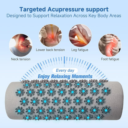 Acupressure Neck Pillow, Ergonomic Neck Support Pillow with Raised Pressure Points, Neck Rest Pillow for Home, Office, Travel, Reading, Relaxation Gift for Women & Men, Light Gray