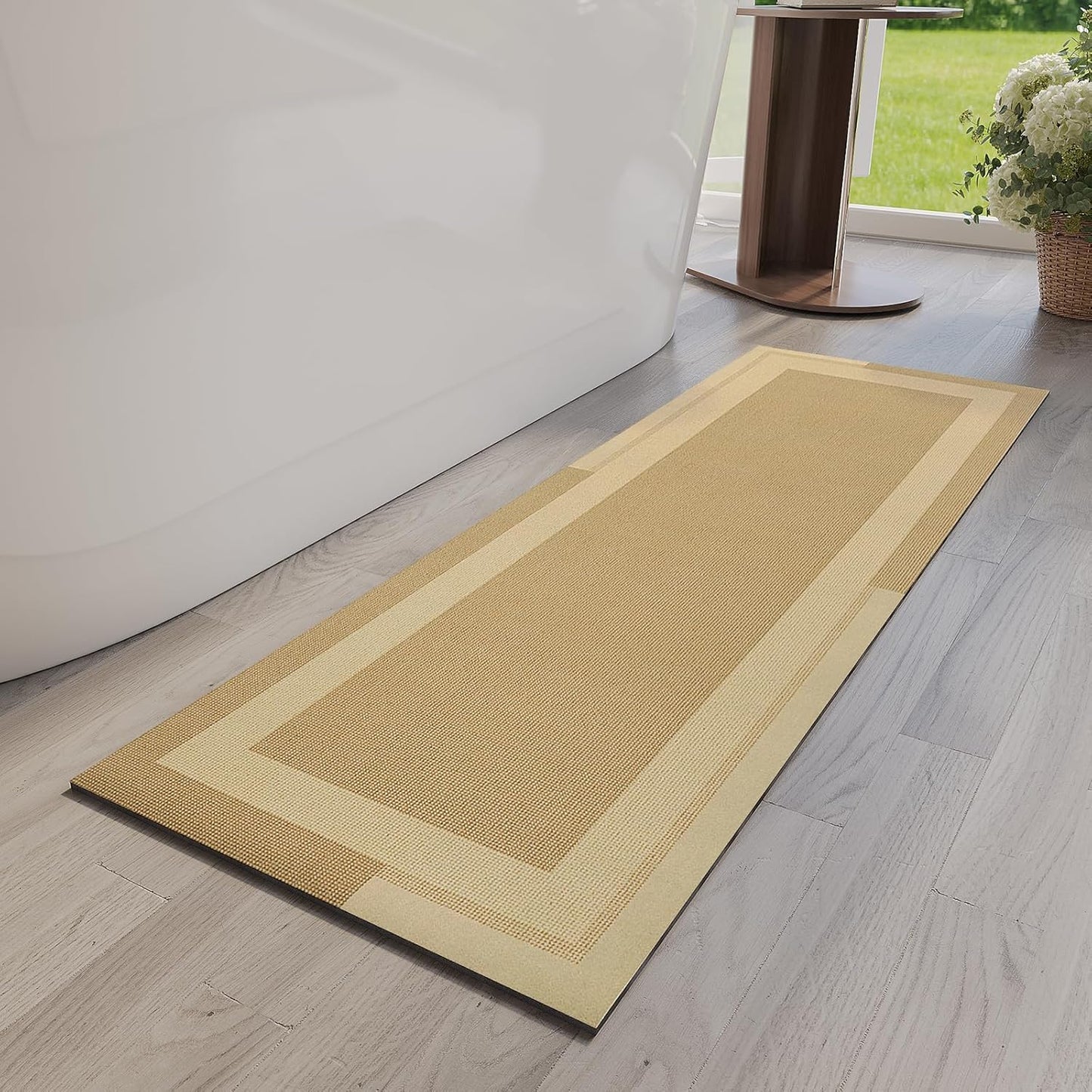 YDKGL Non Slip Long Bath Mat Bathroom Runner, Rubber Backing Ultra Thin Bathroom Rugs Fit Under Door Quick Dry Super Absorbent Washable Bath Rug Shower Mat for Bathtub Sink Floor, Dark Gray 17"x47"