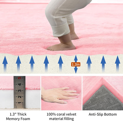 ACOMOPACK Baby Play Mat for Floor,1.3" Thick Memory Foam Area Rug for Living Room,Soft Velvet Crawling with Non-Slip Bottom for Kid,Toddler,39"×59" Tummy Time Nursery Rugs,Yoga（Light Grey）
