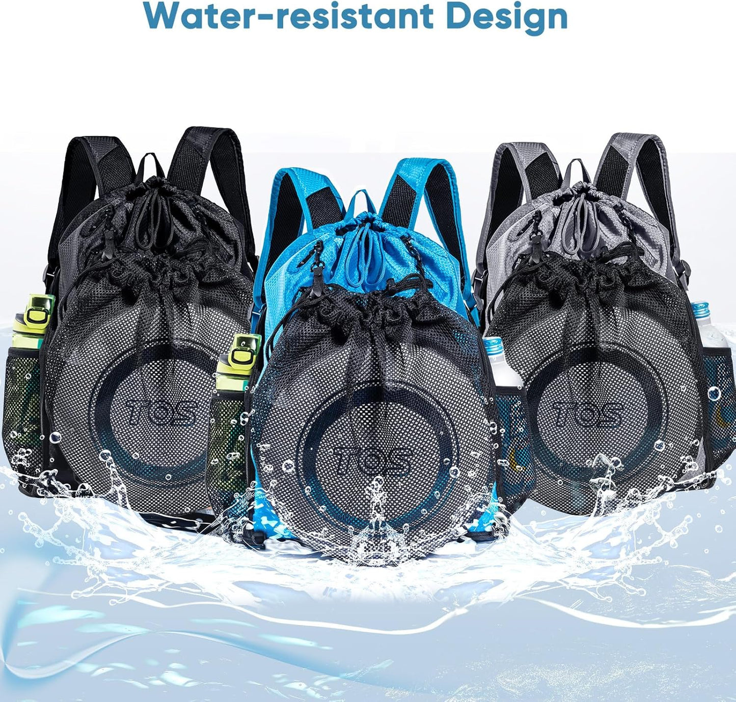 Large Beach Backpack Waterproof Sandproof - Customized Oversized Drawstring Pool Bag with Shoe Compartment for Toiletries, Towels, Gym, Travel