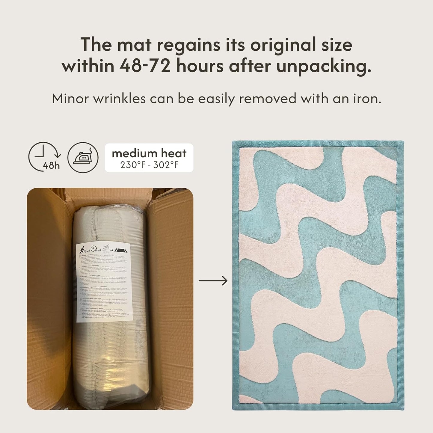 Hakuna Matte CloudSoft Mat for Floor 60" x 80" Beige – Coral Velvet Memory Foam Rug – Non-Slip, Water-Resistant