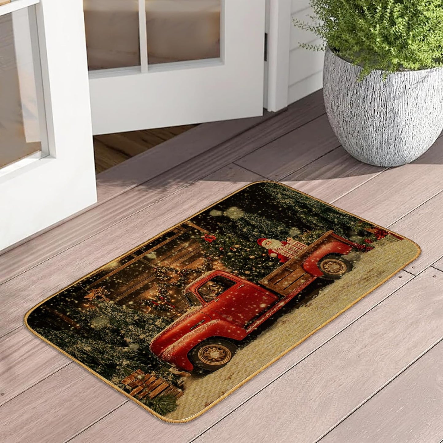 Doormat Yoga Frog Front Door Mat Indoor Outdoor Entrance,Pink Lotus Flower Door Mat Waterproof Low Profile All-Season,Easy Clean Patio Porch Entryway Floor Rug 17x29 Inch