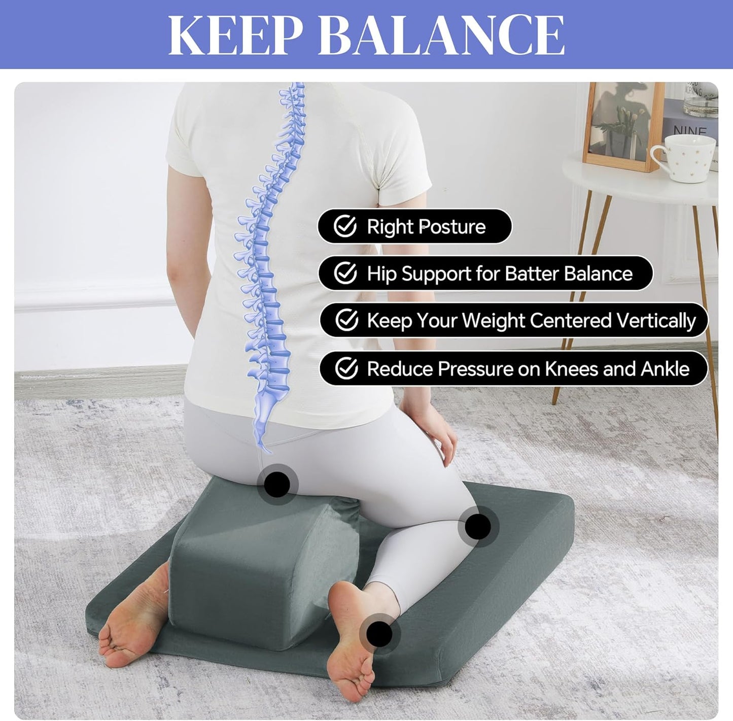 HOMBYS Adjustable Meditation Cushion Set, Thickened Foam Yoga Pillow for Floor Sitting with Hip & Knee Support, Ergonomic Wedge Floor Cushion for Meditation & Mindfulness