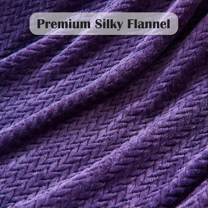 NEWCOSPLAY Super Soft Throw Blanket Light Purple Premium Silky Flannel Fleece Leaves Pattern Lightweight Bed Blanket All Season Use (Light Purple, Throw(50"x60")) - Colors A