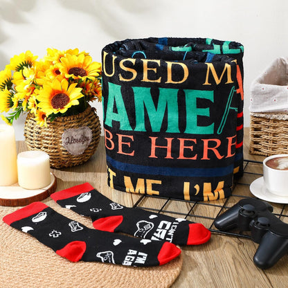 HunnmingRe 2 Pcs Unique Yoga Blanket and Socks Gifts for Yoga Lovers 50" x 60" Restorative Instructor Teacher Mother's Day Birthday Gag Gifts for Meditation Gymnasts Women Girls
