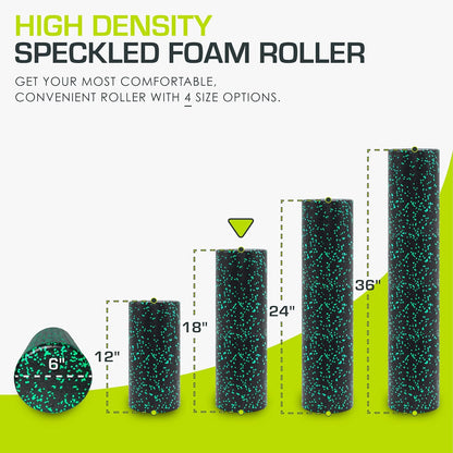 ProsourceFit High Density Foam Rollers 12 - inches long, Firm Full Body Athletic Massage Tool for Back Stretching, Yoga, Pilates, Post Workout Muscle Recuperation, Black