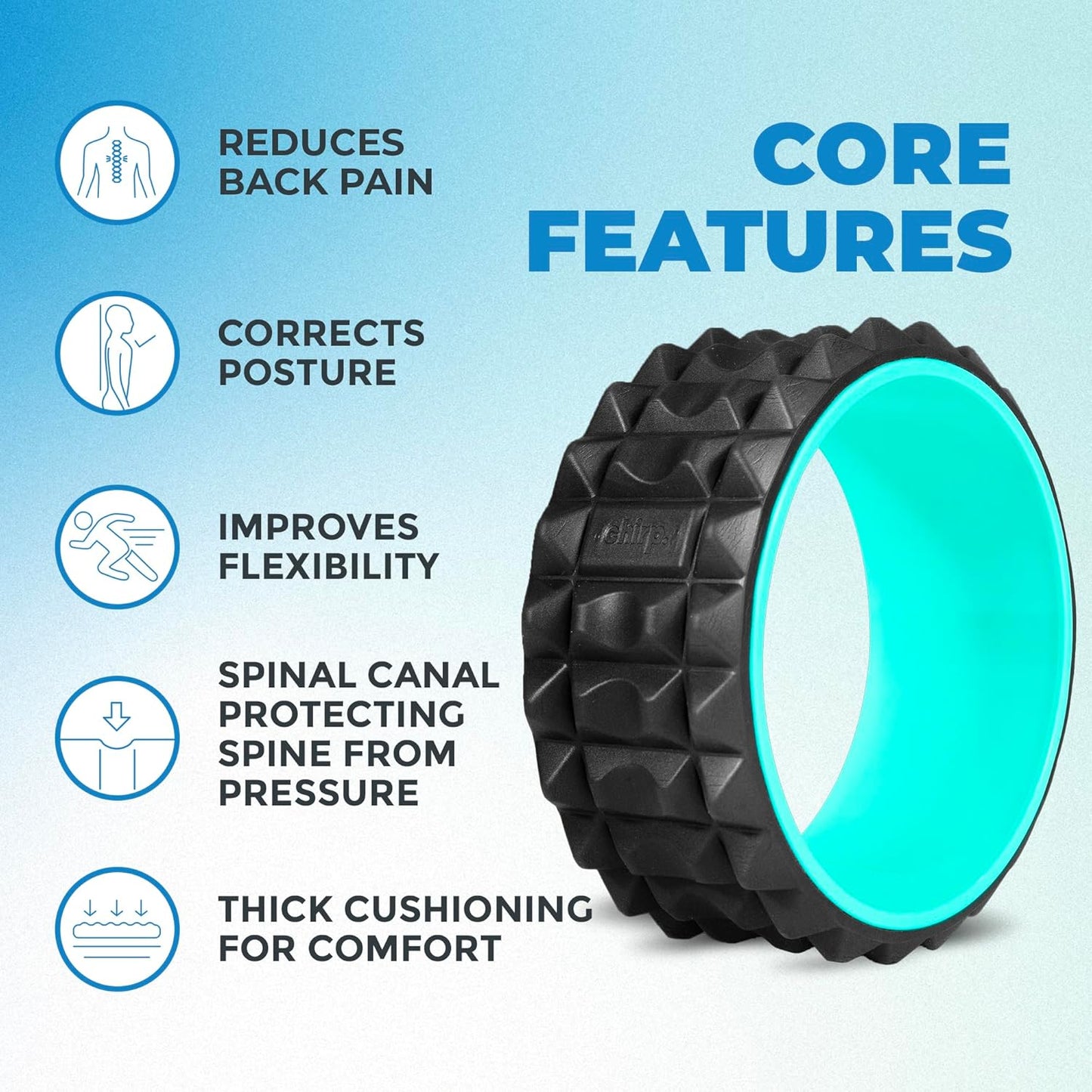 Chirp Wheel XR Knot Kneader - Firm Massage Roller, Shiatsu Thumb Massage, Muscle Release Tool for Knots &Tension Relief | High Density Foam for Physical Therapy & Relaxation, 500lbs Capacity, 6" Mint