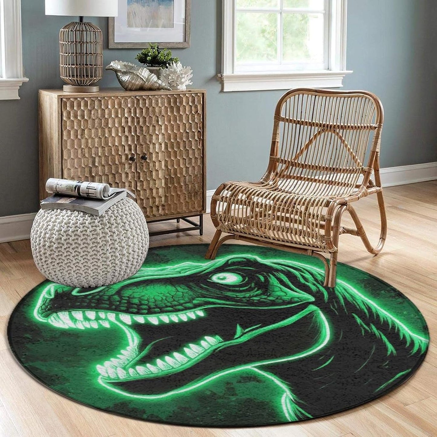 Large Home Decor Mat, Soft Round Yoga Carpet, Non Slip Machine Washable Home Office Circle Rug Gothic Witchy Sun Moon Mushroom Moth