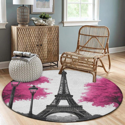 Soft Round Yoga Carpet, Office Chair Decor Round Mat for Carpet and Hardwood Floors Purple Butterfly