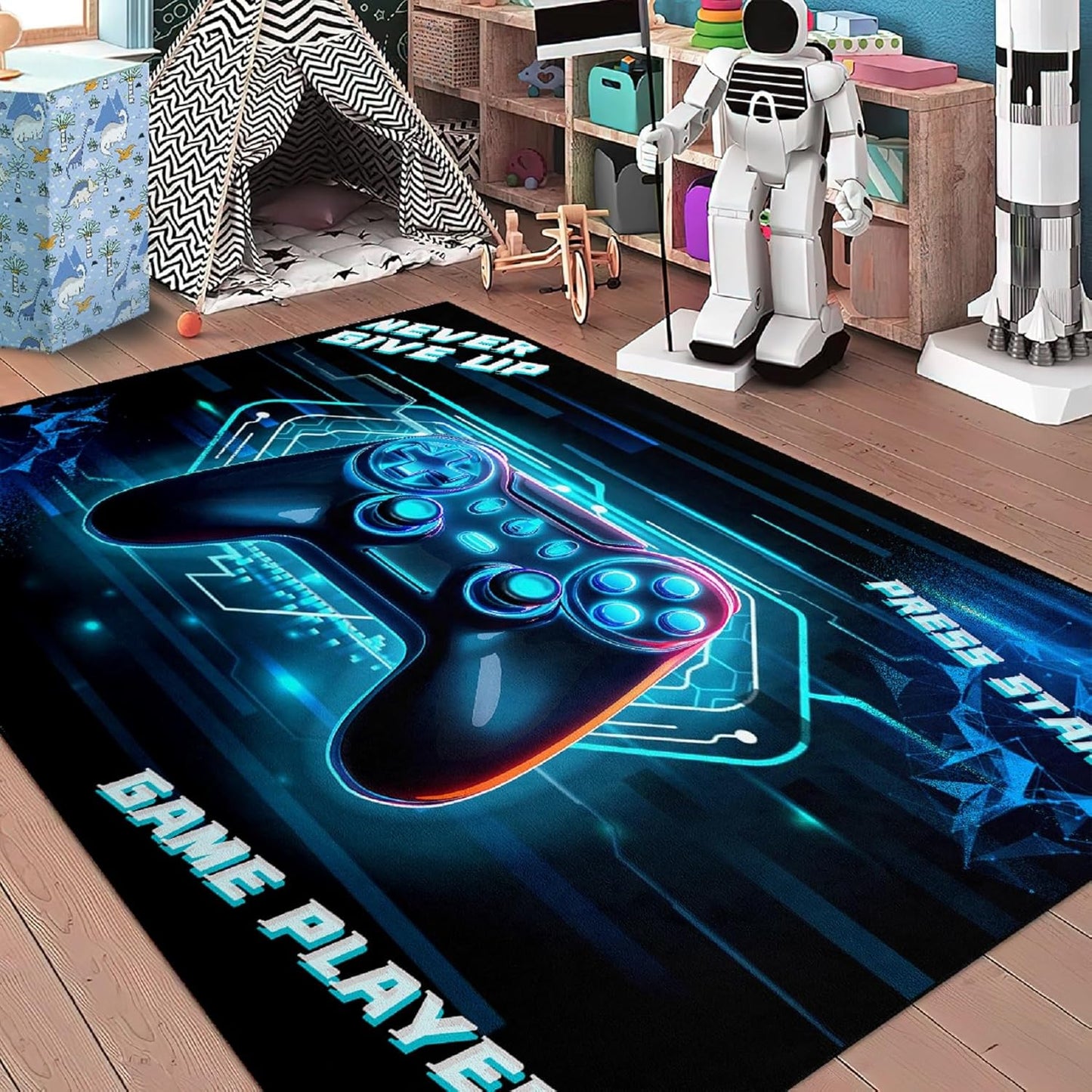 Game Controller Rugs for Bedroom Boys Living Room Gamer Gamepad Red Carpets Floor Mat Player Indoor Mats Gaming Art Design Home Decor Crystal Doormat Yoga Mats 3'x5'