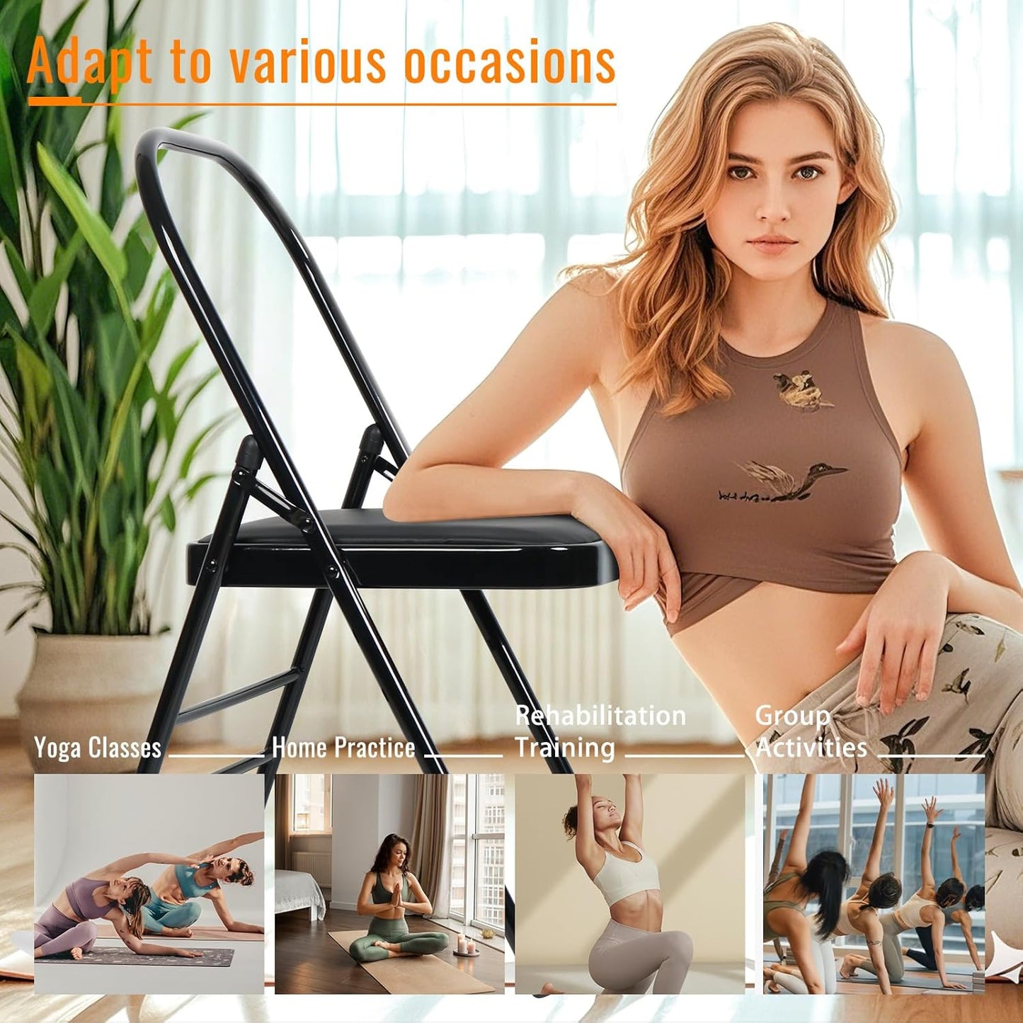 INNOLIFE Yoga Auxiliary Chair - Backless, Relieve Neck & Back Pain, Abs & Core Training, Balance Handstand, Flexibility & Strength