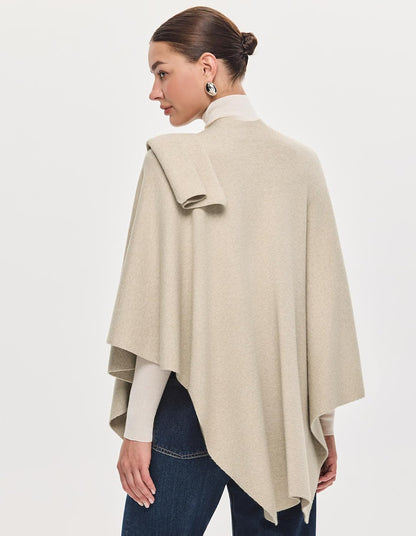PULI Womens Large Cross Front Poncho Sweater Wrap Topper Knitted Elegant Shawls Cape for Fall Winter