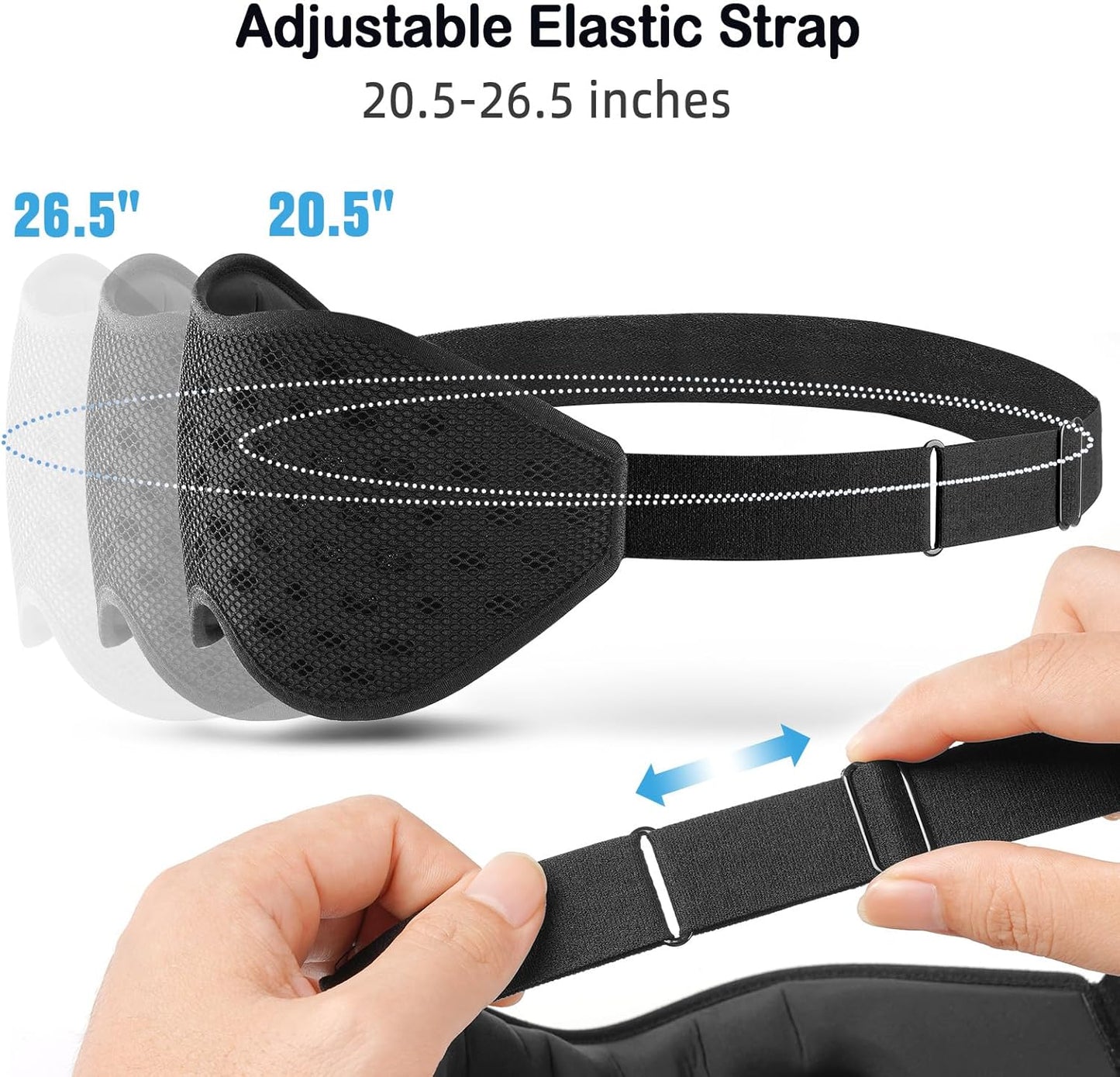LitBear Breathable Sleep Mask, 3D Eye Mask Sleep for Side Sleepers Women Men, Light Blocking Sleeping Mask with Adjustable Strap, Soft Lightweight Eye Cover for Travel, Night Work, Nap, Office - Blue
