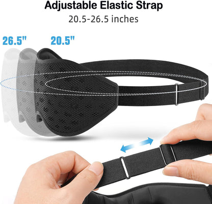 LitBear Breathable Sleep Mask, 3D Eye Mask Sleep for Side Sleepers Women Men, Light Blocking Sleeping Mask with Adjustable Strap, Soft Lightweight Eye Cover for Travel, Night Work, Nap, Office - Blue