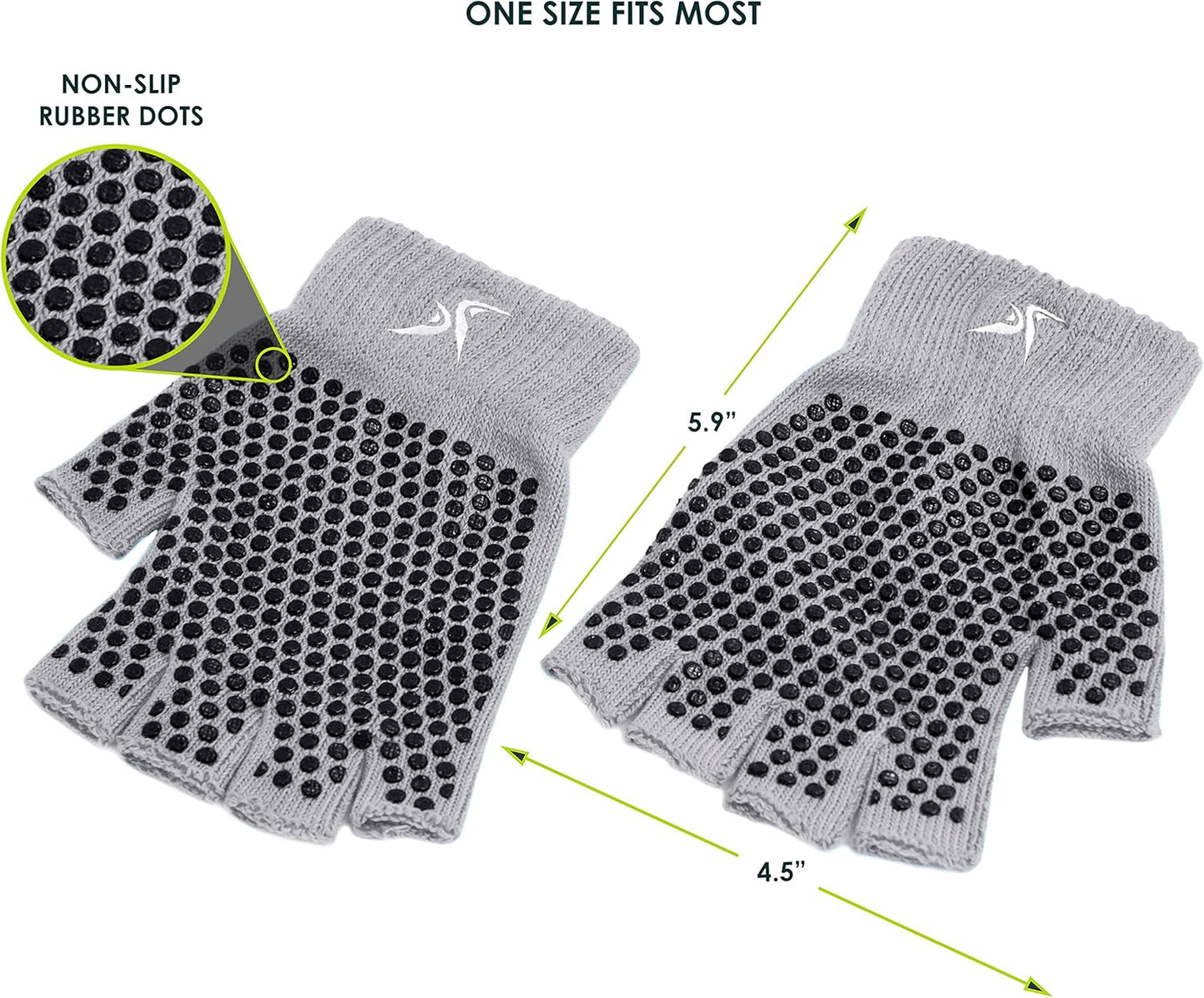 ProsourceFit Grippy Yoga Gloves, Yoga Hand Grips with Firm Fingerless Design, One Size Fits All Yoga Gloves with Grips for Women and Men