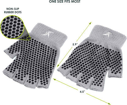 ProsourceFit Grippy Yoga Gloves, Yoga Hand Grips with Firm Fingerless Design, One Size Fits All Yoga Gloves with Grips for Women and Men