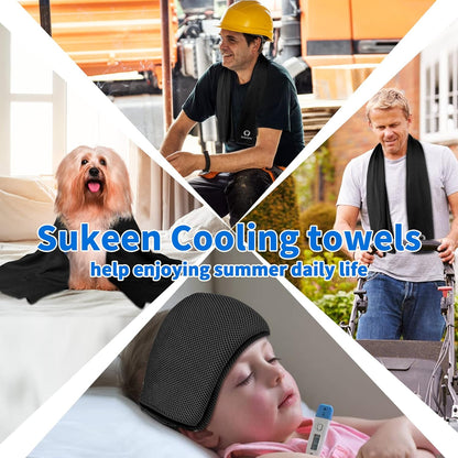 Sukeen [4 Pack Cooling Towel (40"x12"), Soft Breathable Chilly Microfiber Towel for Yoga,Sport,Running,Gym,Workout,Camping,Fitness,Workout & More Activities