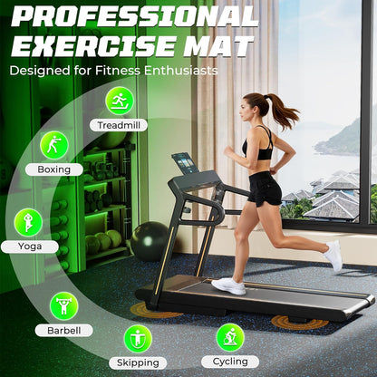 PRAISUN 0.56" Rubber Top Gym Flooring, Heavy Duty Interlocking Gym Mats for Home Gym, Non-Slip Workout Mat, 24 x 24in Large Gym Floor Mat, Protect Floors from Weights & Equipment, 48 Sq Ft, Black/Grey