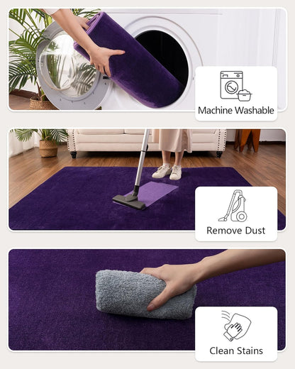 Andecor Shag Living Room Area Rug, 6x9 Cream White Washable Fuzzy Bedroom Rugs, Soft Fluffy Indoor Carpets for Dorm Boys Girls Kids Room Nursery Home Decorations