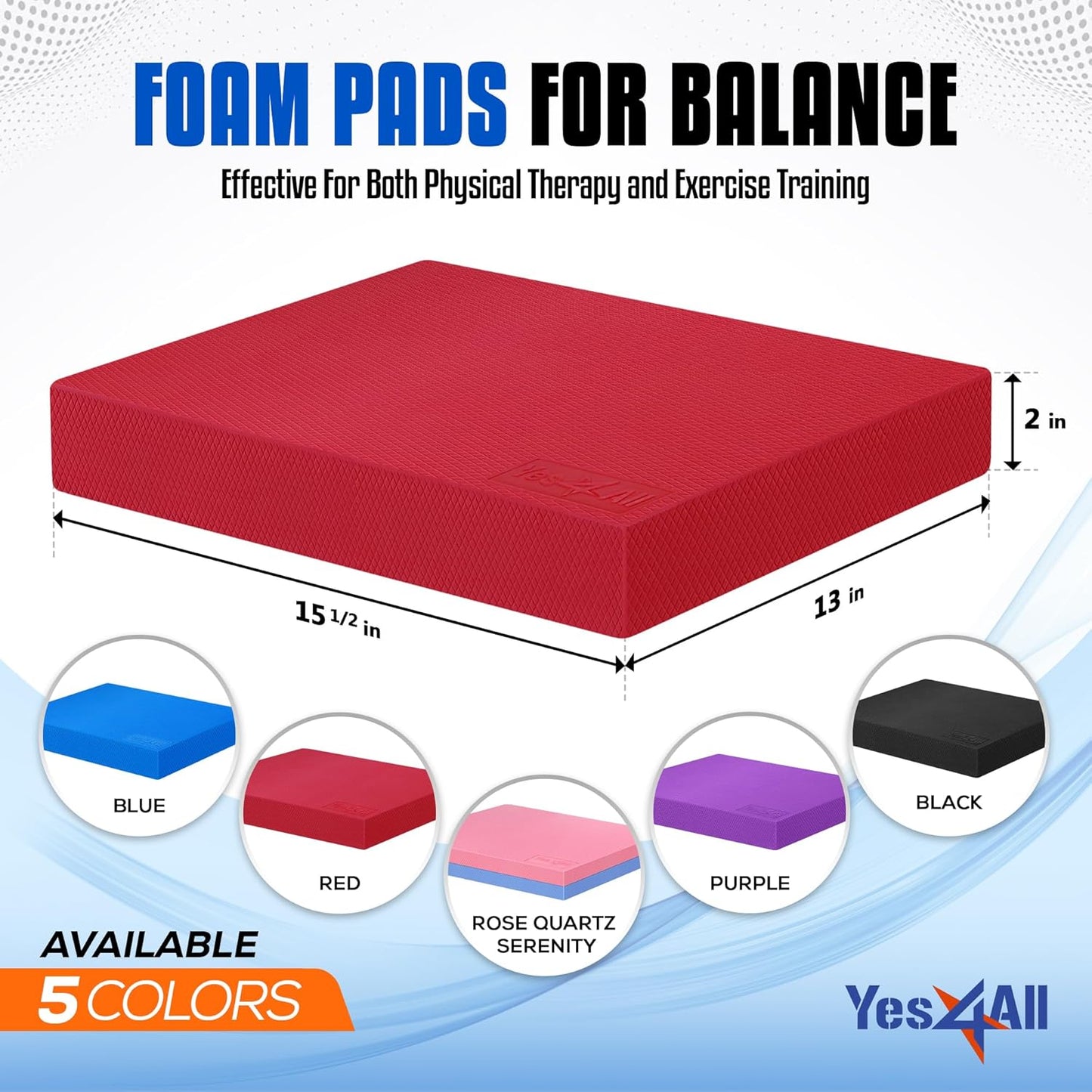 Yes4All Balance Pad, Nonslip TPE Foam Balance Pad with Upgraded Sizes - L, XL, XXL Balance Mat for Fitness, Yoga & Stability Training - Multicolor Options