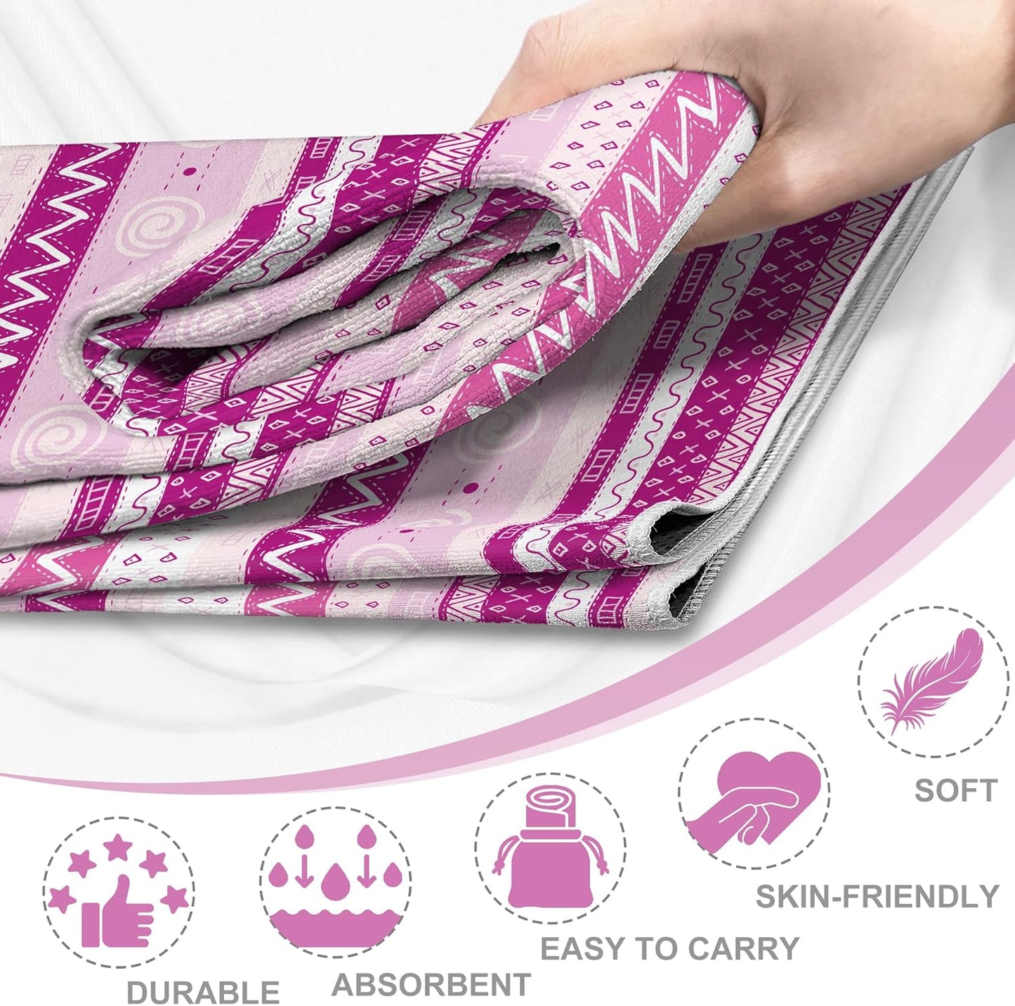 Yoga Towel,Absorbent Yoga Mat Towel for Hot Yoga Non Slip,Stylish Prints,Ideal for Workouts,Hot Yoga,Bikram,Pilates Equipment,72 x 27 in,Gradient Mandala