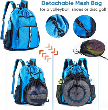 Large Beach Backpack Waterproof Sandproof - Customized Oversized Drawstring Pool Bag with Shoe Compartment for Toiletries, Towels, Gym, Travel