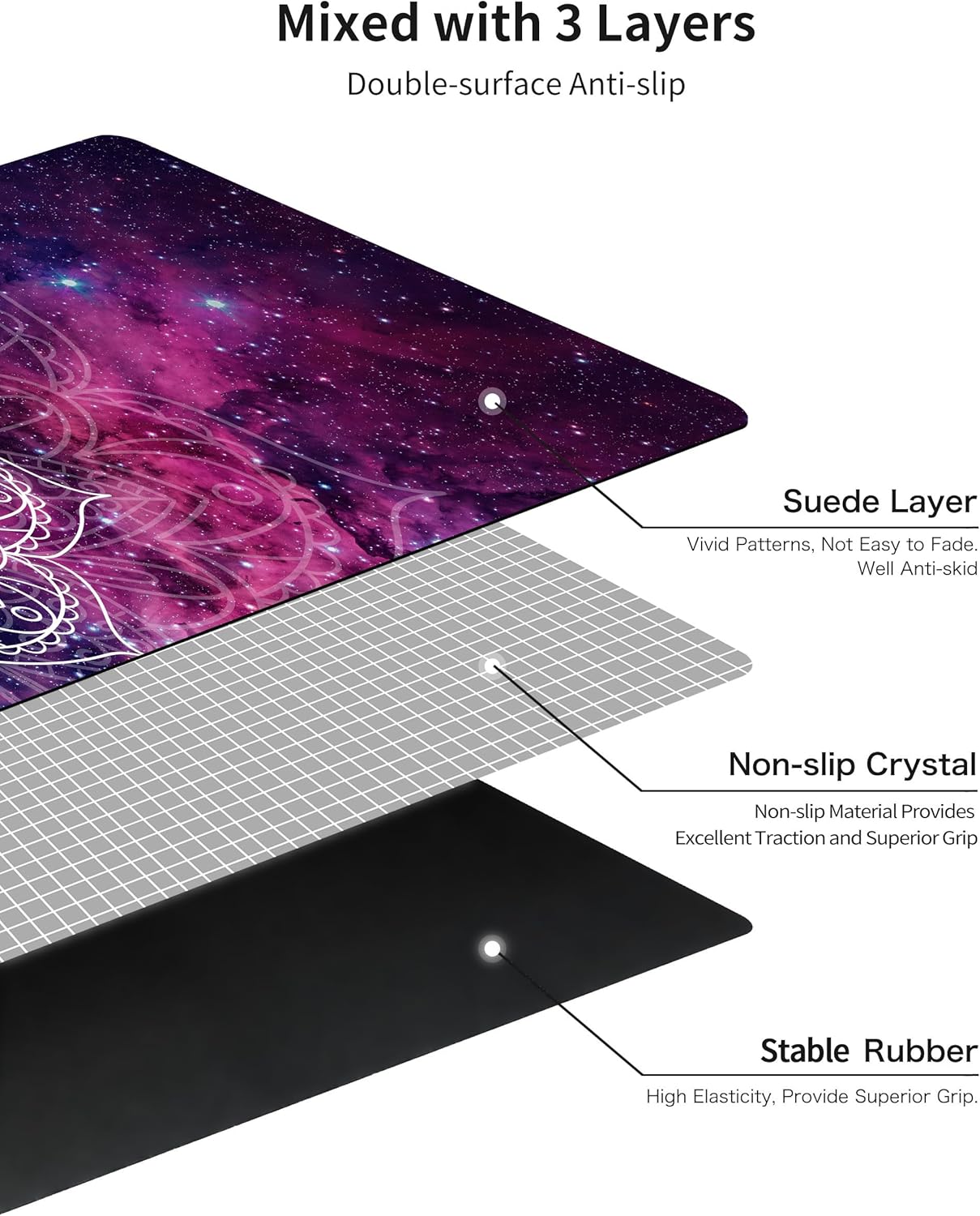 nuveti Printed Travel Yoga Mat-1/16 Inch Thick Non Slip Fitness Workout Mat with Carrying Bag, Foldable Lightweight Suede & Natural Rubber Yoga Mat for Yoga Pilates and Fitness 72" L x 24" W x 1.5mm