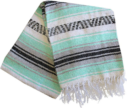 Del Mex Classic Mexican Blanket, Large Authentic Woven Falsa Throw (70"x50"), Artisan Southwest Décor for Beach, Yoga, Outdoors (Lavender)