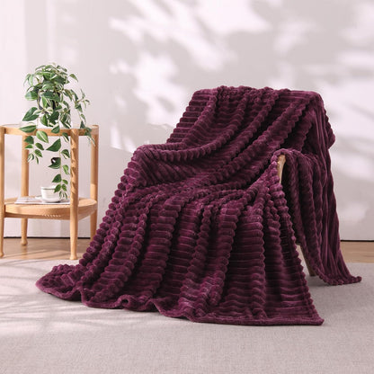 Khaki Throw Blanket for Couch Sofa 50x60 inches Striped Fleece Blankets Room Home Decor Lightweight Plush Soft Cozy Gifts for Women Mom Girls