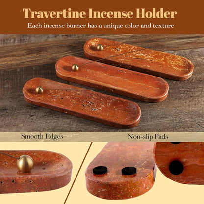 Koville Natural Marble Incense Holder, Incense Holder for Sticks with 9 Holes, Handmade Incense Burner Ash Catcher for Meditation Yoga SPA, Balsam Fir/Palo Santo/Sage/Cone (RoyalBeige)