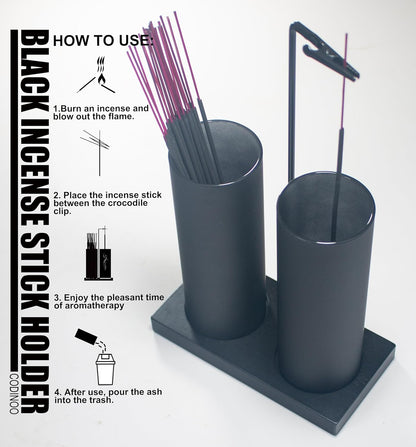 2 in 1 Incense Holder for Sticks Incense Burner Holder with Storage,Glass Upside Down Incense Holder for Sticks with Glass Ash Catcher for Meditation Yoga Spa Room Home Decor[Black]