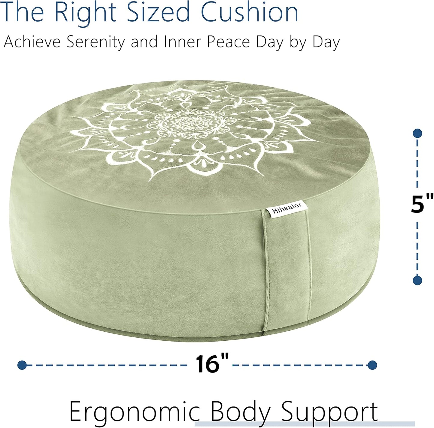 Hihealer Meditation Cushion, Traditional Tibetan Meditation Pillow Velvet Cover - Large Floor Cushion Seating for Adults - Yoga Buckwheat Bolster for Women、Moms