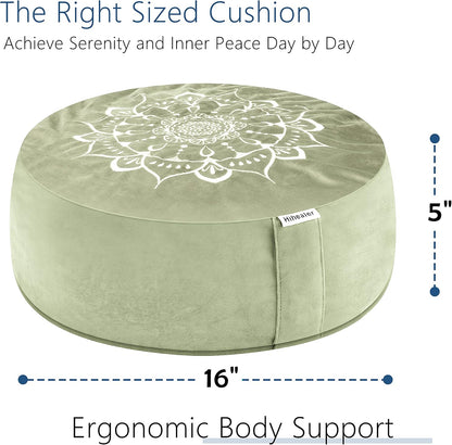 Hihealer Meditation Cushion, Traditional Tibetan Meditation Pillow Velvet Cover - Large Floor Cushion Seating for Adults - Yoga Buckwheat Bolster for Women、Moms
