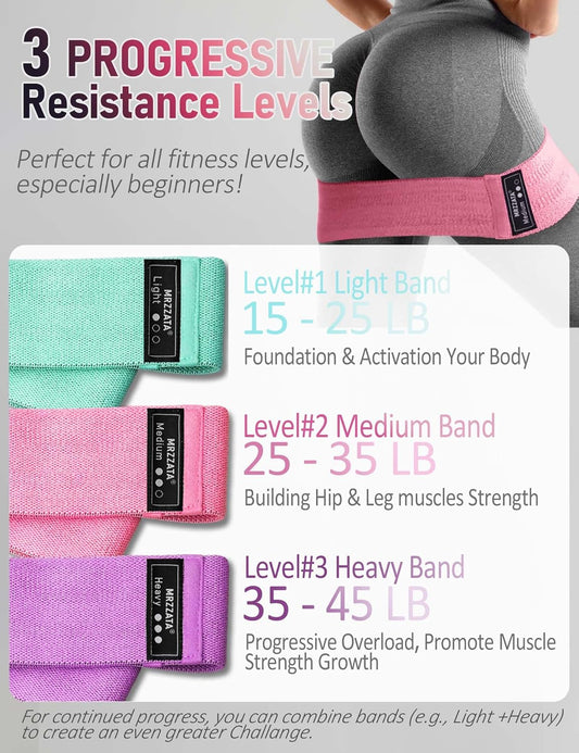 Resistance Bands for Working Out Hip and Legs, Fabric Booty Bands Set, Widen Exercise Bands for Women Men, Pilates Stretch Yoga Starter Set