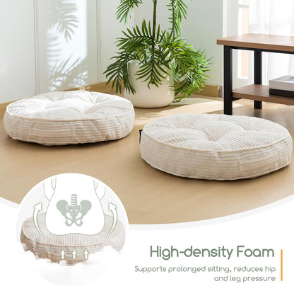 HIGOGOGO Floor Pillow Cushion for Adults, Meditation Cushion Pillow, Large Square Floor Sitting, Tufted Corduroy Cover, for Tatami Living Room or Yoga, 22x22 Inch, Dark Grey