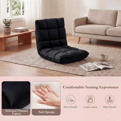 Giantex Folding Floor Chair with Back Support, 14 Adjustable Position, Padded Sleeper Bed, Couch Recliner, Gaming Floor Chairs for Adults, Meditation, Living Room (TAN)