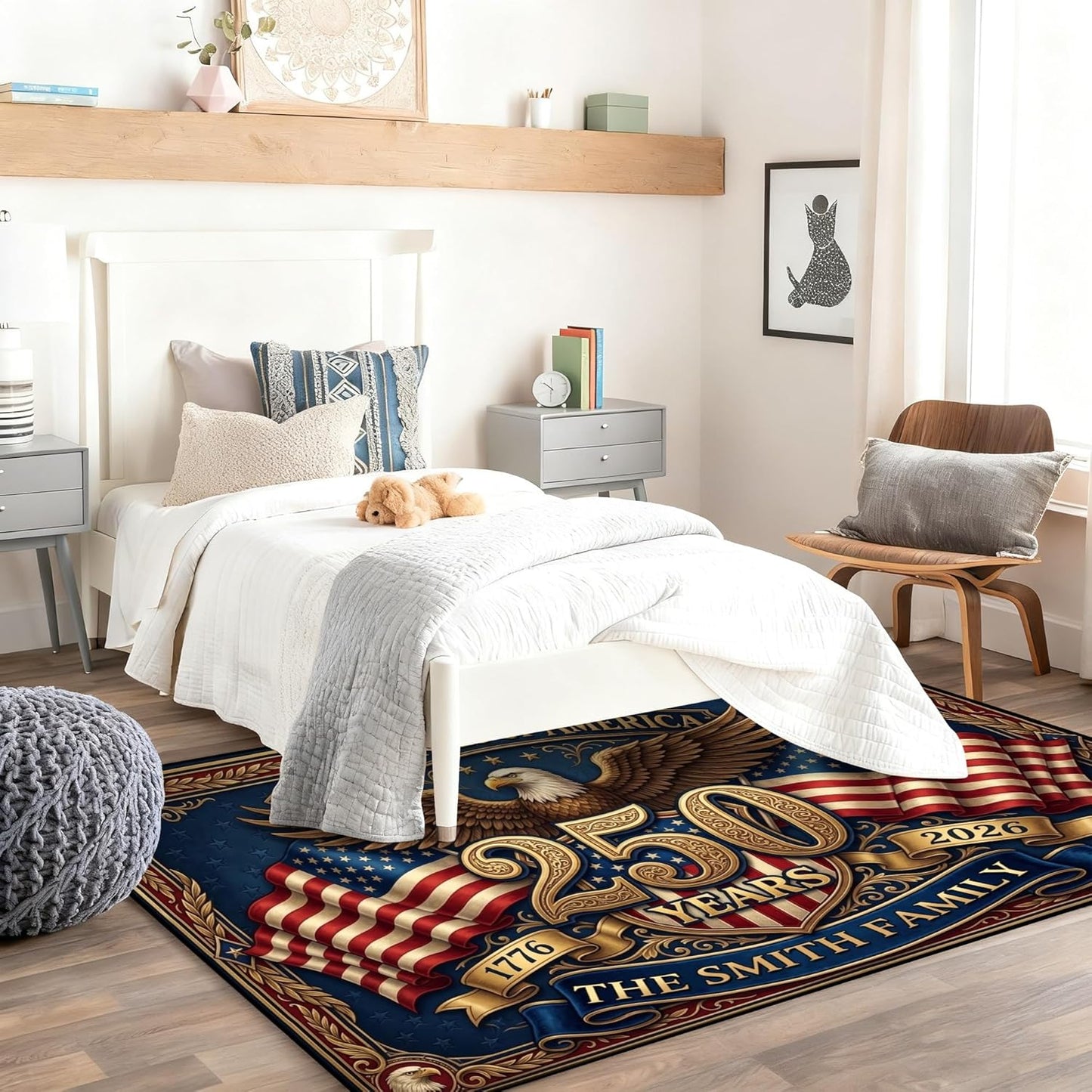 Personalized Family Name Initials Monogram Pink Rug, Shining Butterfly Printed Carpets for Girls Kids Butterfly Theme Living Room Indoor Bedroom Decor 5'×7' Soft Polyester Yoga Mat