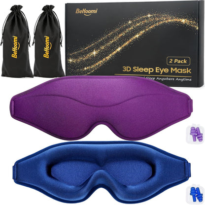 BeHoomi Sleep Mask, Premium Eye Mask for Sleeping, Total Blackout, Super Soft Comfort, Adjustable Fit, Upgraded 3D Ergonomic Designed Sleeping Mask for Home, Office, Travel, Meditation, Yoga, Pink