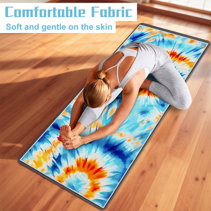 Yoga Mat Towel,Hot Yoga Towel High-Definition Pattern,Machine Washable with Ultra-Absorbent Yoga Towels for Hot Yoga Non Slip for Fitness,Exercise,Pilates,72 x 27 in,Pink and Green Gradient