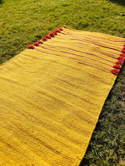 Payal Rugs Cotton Yoga Mat - Eco-Friendly Hand-Woven Rug - Non Slip & Thick (24”x72”x5mm) for Yoga Everyday Fitness at Home - Comfortable Extra-Long