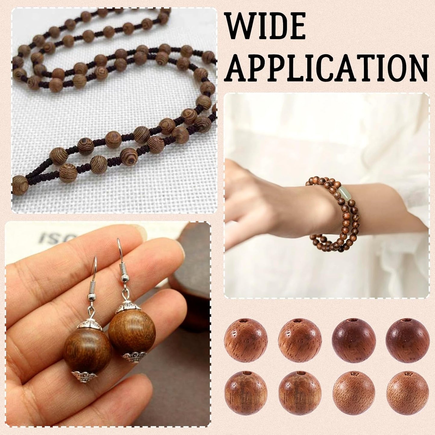 Pandahall 400pcs/box 6mm Natural Round Wood Beads Gorgeous Rosewood Waxed Wooden Beads Loose Spacer with Hole for Mala Buddha Rosary Jewelry Bracelet Necklace Making Supplies Hole: 1.4mm