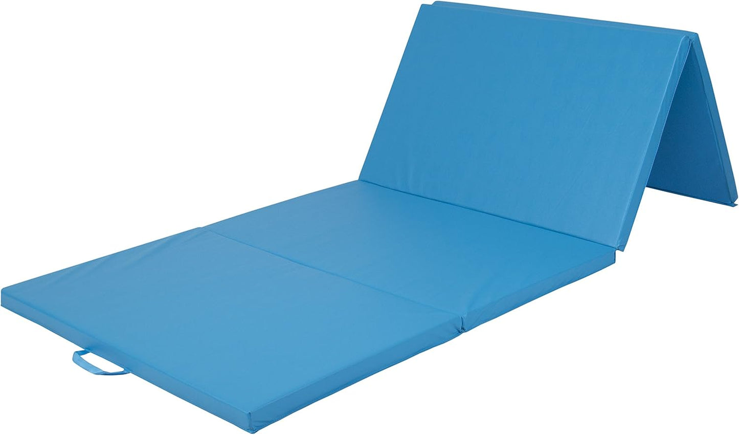 Best Choice Products 8 ft x 4 ft Gymnastics Mat, 4-Fold Foam Exercise Gym Floor Mat for Workout, Yoga, Aerobics, Martial Arts w/Handles, Blue